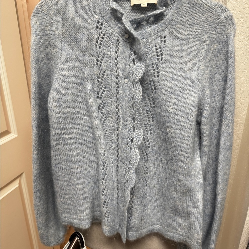 Sezane Light Blue Lace Cardigan